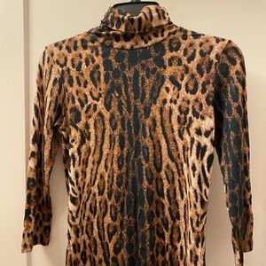 L’Agence leopard/animal print turtleneck shirt
